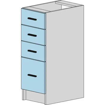 Kuchyňská linka Slevadoma Spodní skříňka T-30-4NA Barva dvířek: ořech - světlý, Barva korpusu: šedá