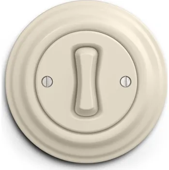 vypínač Kliklap - Retro schodišťový vypínač s rámečkem č. 6 béžová