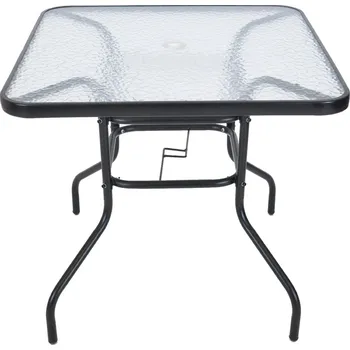 Zahradní stůl Rojaplast Zahradní stůl ZWMT 80x80 cm kovový se skleněnou deskou