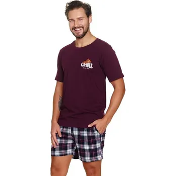 Pánské pyžamo Pánské pyžamo Chill teddy vínové XL