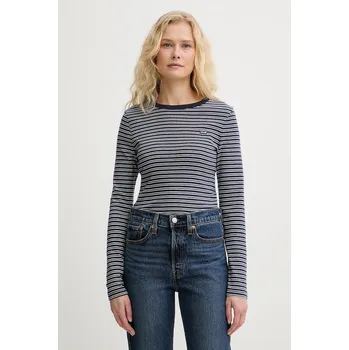 Pánské tričko Bavlněné tričko s dlouhým rukávem Levi's ESSENTIAL HM 000KL.0020 námořnická modř 59A, vel. L