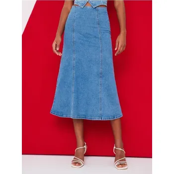 Dámská sukně Sinsay - Džínová midi sukně - modrá - 675DB-55J - 675DB-55J-32