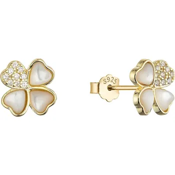 Náušnice Pozlacené náušnice perleťové čtyřlístky 11800.1