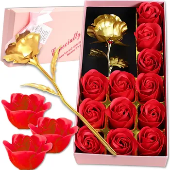 Mýdlo Camerazar Vonné mýdlové růže 12 ks - Dekorativní dárková sada Zlatá růže