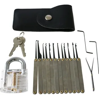 Sada nářadí Mobilly Lockpick sada planžet s průhledným trénovacím zámkem 12v1