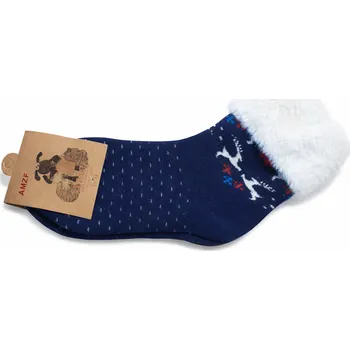 Dámské ponožky xcena Teplé ponožky modré se vzorem Velikost: 35-38