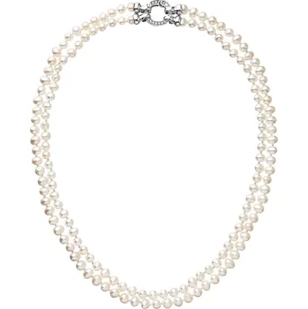 Náhrdelník EVOLUTION GROUP CZ Perlový náhrdelník dvouřadý z pravých říčních perel - 22036.1