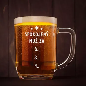 Sklenice Půllitr s pískovaným motivem "SPOKOJENÝ MUŽ"