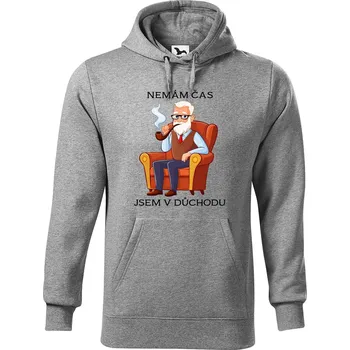 Pánská mikina DOBRÝ TRIKO Pánská mikina s potiskem Nemám čas důchodce Velikost pánské mikiny: 5XL, Barva: Tmavě šedý melír