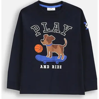 Chlapecké tričko Dětské bavlněné tričko s dlouhým rukávem Coccodrillo ZC5143102ABK námořnická modř 59X, vel. 110