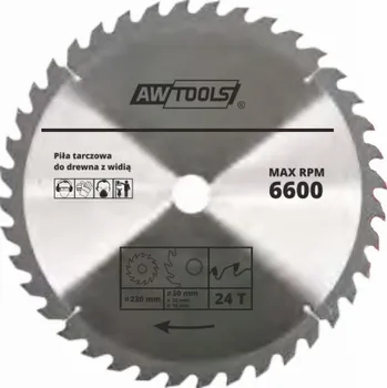 Okružní pila AWTools Kotoučová pila na dřevo 190 x 30/22/16 mm 30z (AW48463)