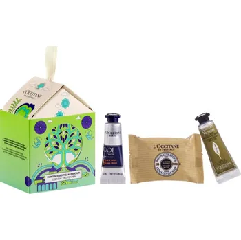 Kosmetická sada L’Occitane Men Cade krém na holení 10 ml + Verbena krém na ruce 10 ml + Shea Butter jemné mýdlo 25 g