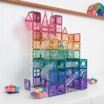 Stavebnice Connetix Magnetická kuličková dráha - Pastel Ball Run Expansion Pack, 80 ks