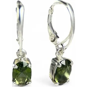 Náušnice Stříbrné náušnice s vltavínem, Ag 925