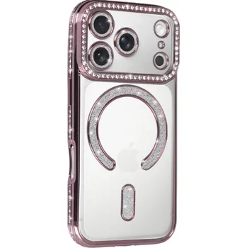 Pouzdro na mobilní telefon Zadní kryt Bling Magsafe pro iPhone 17 Pro Max pink