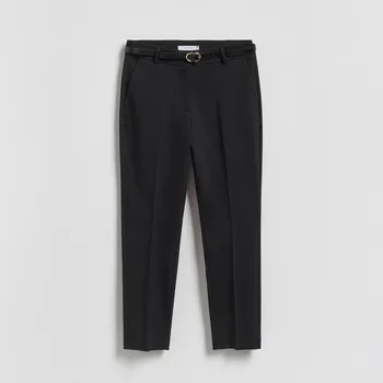 Dámské kalhoty Reserved - Cigaretové kalhoty s páskem - černý - 173IS-99X - 173IS-99X-36