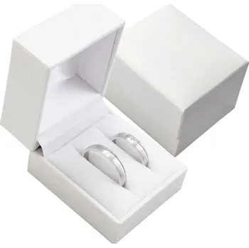 Dárková krabička Šperky4U Bílá koženková krabička na snubní prsteny - KR0065-WH