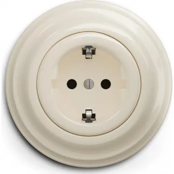 Elektrická zásuvka Kliklap - Retro zásuvka domovní s rámečkem SCHUKO 230V/16A béžová