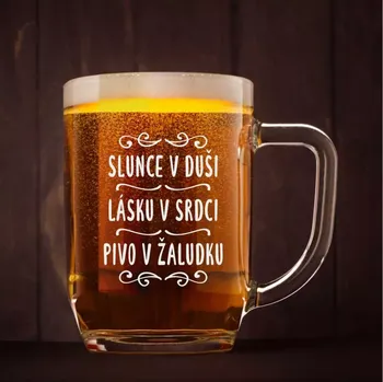 Sklenice Půllitr s pískovaným motivem "SLUNCE V DUŠI"