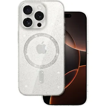 Pouzdro na mobilní telefon Zadní kryt Glitter Magsafe pro iPhone 16 Pro transparentní