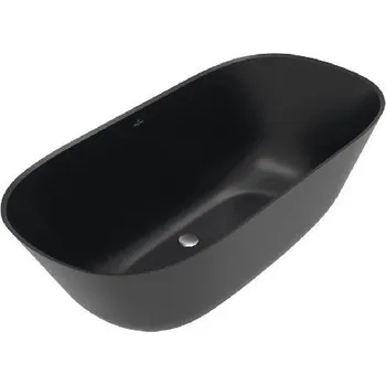 Villeroy & Boch Theano - Volně stojící vana, 175x80 cm, Quaryl, Pure Black UBQ175ANH7F200V-R7