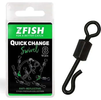 Zfish Obratlík Quick Change Swivel Matt Velikost 10, 22 kg 2 × 10 ks