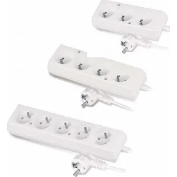 Prodlužovací kabel AWTools domácí prodlužovací kabel bílý 5 zásuvek 1,5m s uzemněním (AW24630)