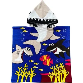 Kojenecká hygiena Dětský župan s kapucí 60 x 120 cm Pro výšku 80 - 130 cm Unisex dětský župan s potiskem žraloků a ryb