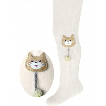 Dívčí tenké punčocháče z viskózy s ozdobou ecru Milusie, vel. 80/86