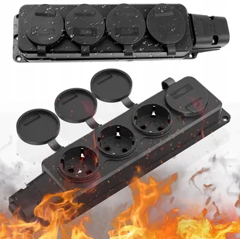 Elektrická zásuvka 2x Venkovní vodotěsná zásuvka 2ks 4-cestná s víkem IP54 16A