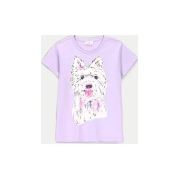 Dívčí oblečení Tričko pro dívku mátové barvy s potiskem psa 092 Coccodrillo ZC4