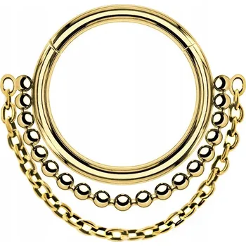 Přívěsek Titanový kroužek (clicker) s kuličkami a řetízkem 1,2/8 zlatý