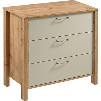 Komoda INDYGO b | komoda K3S | 90 cm | dub wotan/béžová