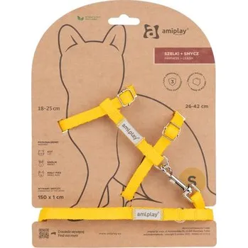 Obojek pro psa Amiplay Kšíry pro kočku s vodítkem Samba Žluté | Postroje pro kočky - S