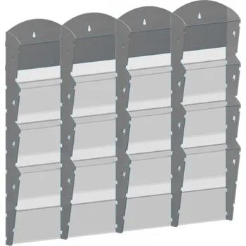 Corping Nástěnný plastový zásobník na prospekty - 4 x 4 A5, šedý