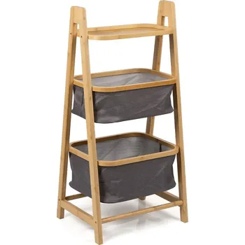 regál Vikio Bambusový regál 92x44x33 přírodní šedá HRL103S