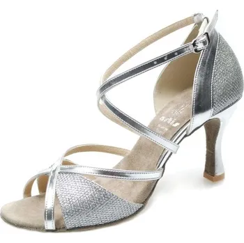 Dámské lodičky Dámské taneční boty ARTIS - DL-49 stříbrná 6 cm Flare Velikost: 40