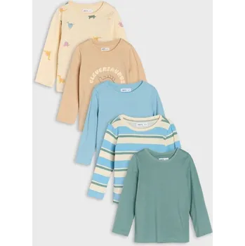 Sinsay - Trička s dlouhým rukávem 5 balení - béžová - 710EM-08X - 710EM-08X-68