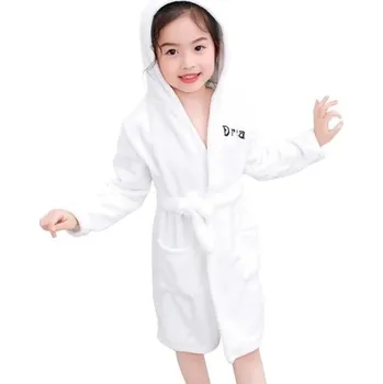 Kojenecká hygiena Dětský župan unisex Plyšový zavazování na tkaničku Polyester Jednobarevný s nápisem Dream Měkký hřejivý župan bílá 6