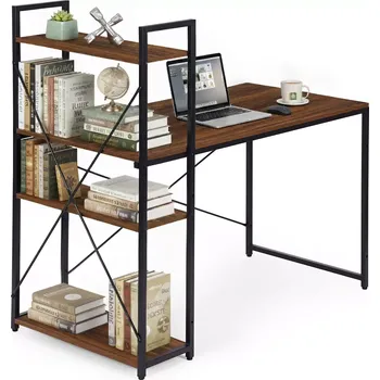 Psací stůl 120 × 60 cm se 3 policemi v loft stylu ModernHome