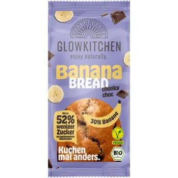 Trvanlivě pečivo Glowkitchen Banánový chlebíček s čoko kousky 240 g bio BIO VEGAN