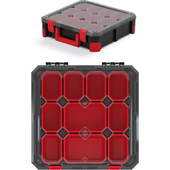 Organizér 390 x 390 x 110 mm, 10 přihrádek, průhledné víko - Kistenberg
