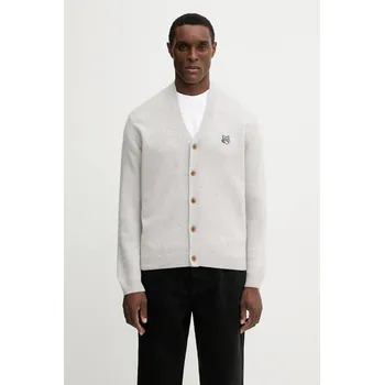 Dámský svetr Vlněný kardigan Maison Kitsuné Fox Head Lambwsool Comfort, XL, šedá, 09X