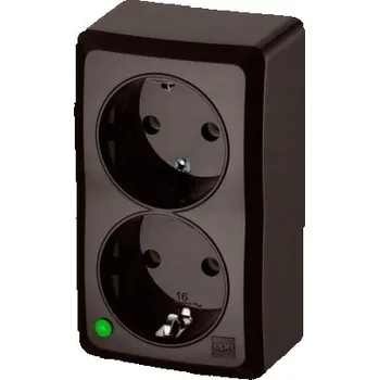 Elektrická zásuvka BERG Dvojitá zásuvka schuko nástěnná 2x2P+Z 16A hnědá 3738-05