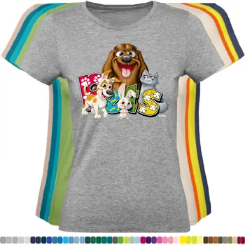 Dámské tričko damske-levne-bavlnene-tricko-digitalni-potisk-domaci-zviratka Barva: Grey melange - šedá směs, velikost: XXL