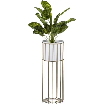 Květináč Květináč na stojanu LOFT II 55 cm zlatý/bílý
