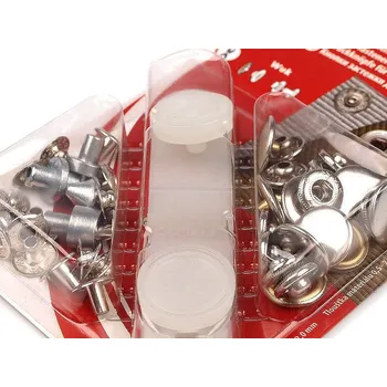 Knoflíky stiskací s pérkem Wuk Ø15 mm na středně silné látky, barva 2 nikl