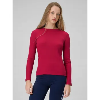 Dámské tričko 4F DÁMSKÉ TRIČKO S DLOUHÝM RUKÁVEM RŮŽOVÉ SLIM ŽEBROVANÉ BAVLNĚNÉ ELASTICKÉ M