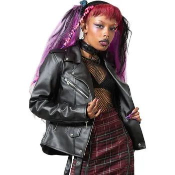 Dámská bunda bunda kožená dámské - Vegan Biker - KILLSTAR - K-LTR-F-1333 - L