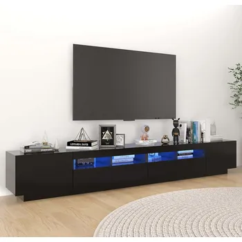 Televizní stolek vidaXL TV skříňka s LED osvětlením černá 260 x 35 x 40 cm